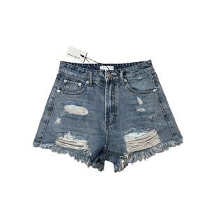 Miou Muse Banks distressed denim shorts